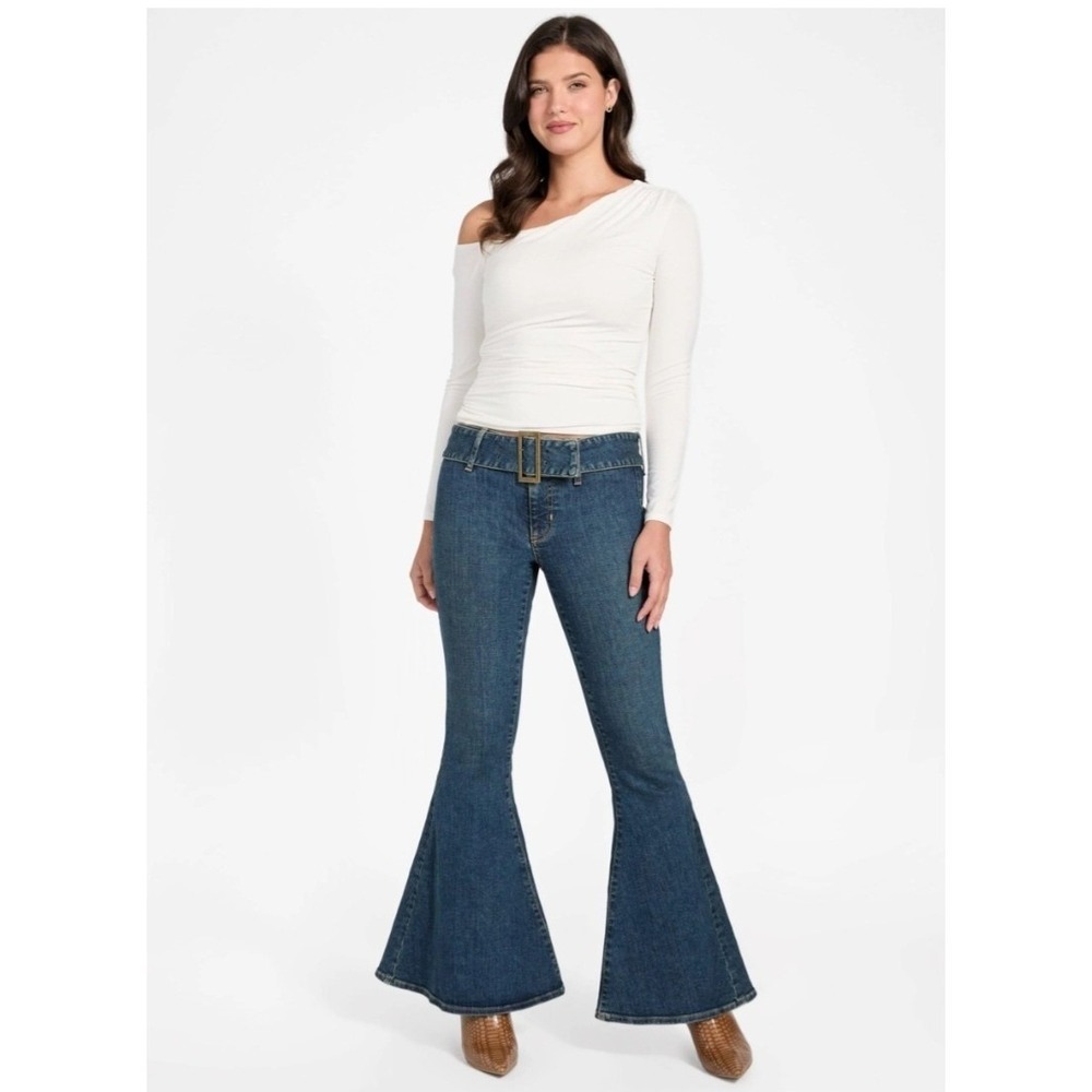 Guess Jeans Y2K Womens 28 NEW Franki Bell Bottom McBling Bareback Low Rise‎ Vtg
